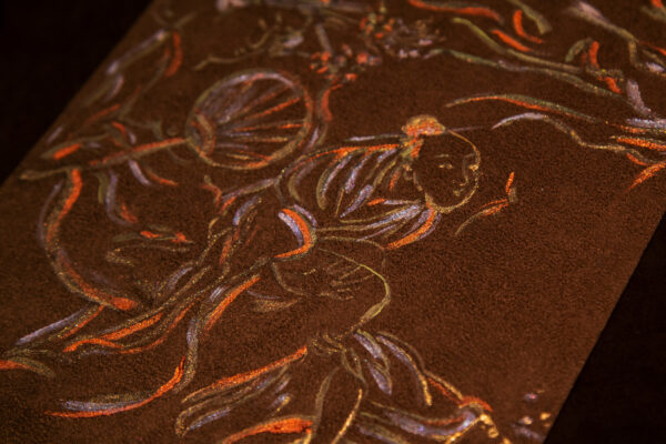 Shunga - Hand Painted Suede Wallpaper - Chocolate Colours - Metals- Ornella Gallo Art & Design
